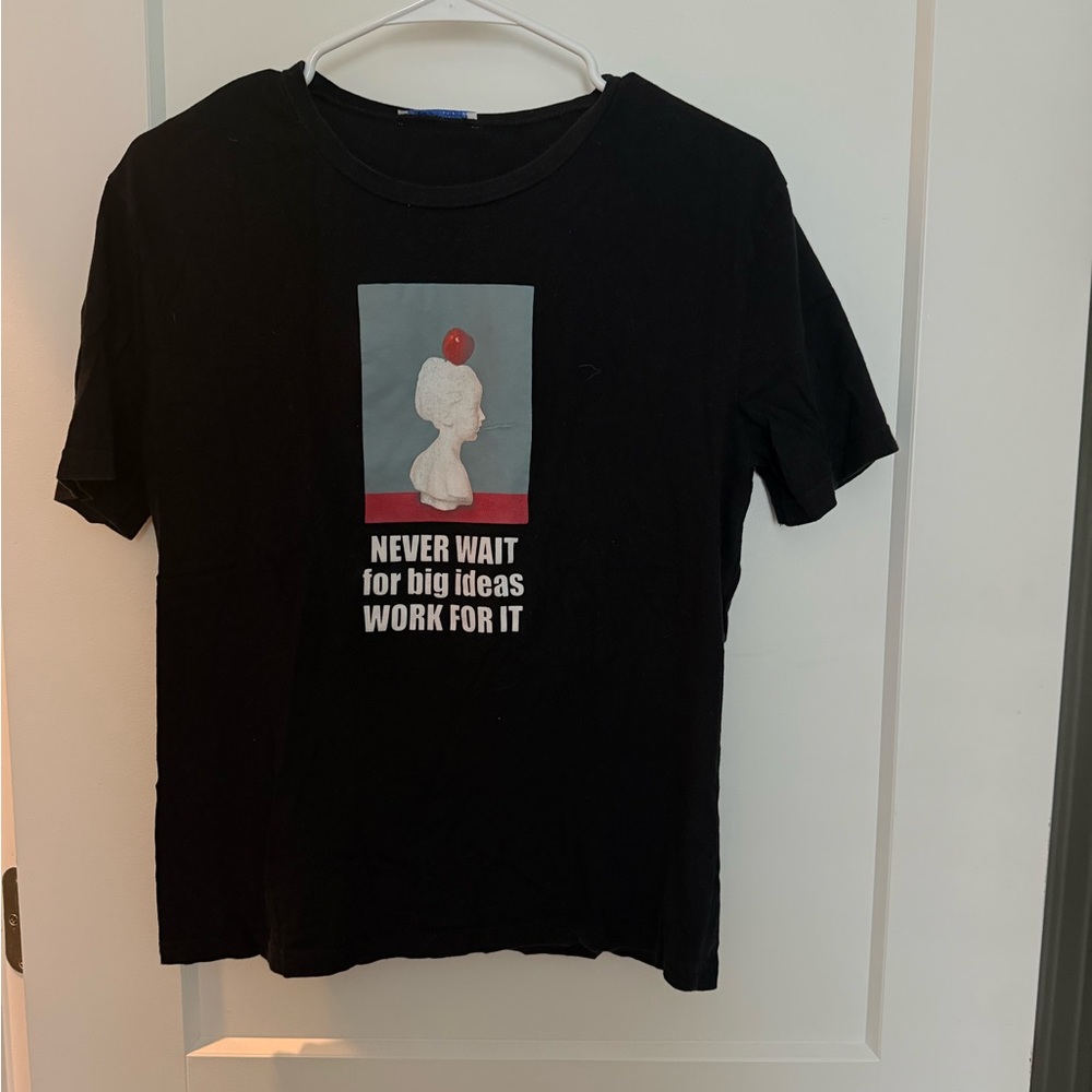 Zara Black Short Sleeve Tee with Graphic Print